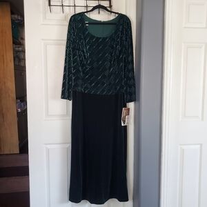 Jessica Mcclintock Green Velvet Maxi Dress Mother Of The Bride Pullover Size 16W
